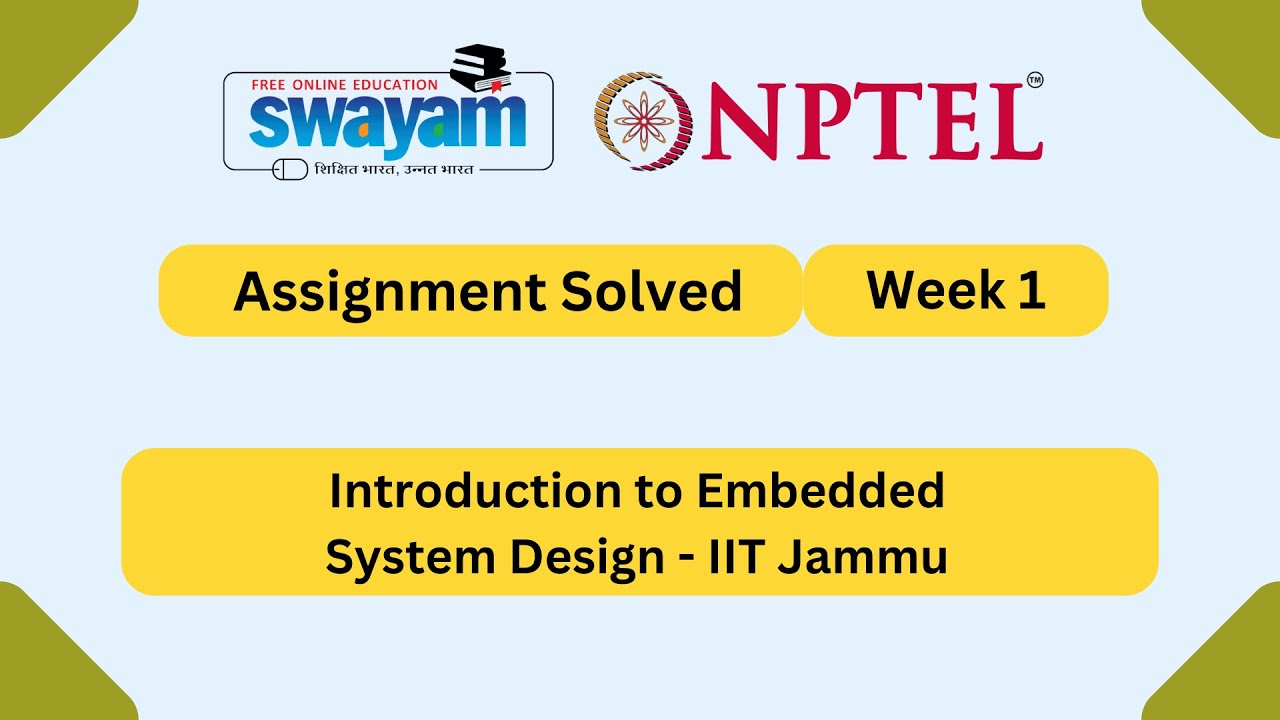 Introduction to Embedded System Design Week 1 | NPTEL ANSWERS 2026 #nptel2026 #myswayam #nptel