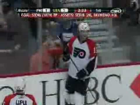 Scott Hartnell Goal # 14 12-30-08 Philadelphia Flyers @ Vancouver Canucks