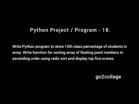 Ep 18 Language Python Program Project I Go2collage