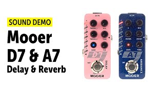 Video thumbnail for Mooer D7 Digital Delay & A7 Ambient Reverb - Sound Demo (no talking) by Guitar Bonedo
