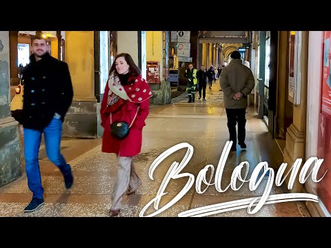 NIGHT WALK IN BOLOGNA. Italy - 4k Walking Tour around the City - Travel Guide. trends, moda #Italy