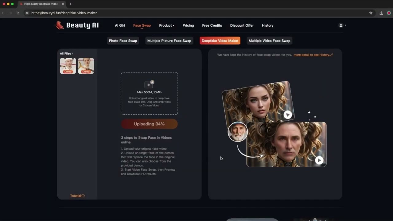 Beauty AI Face Swap demo video
