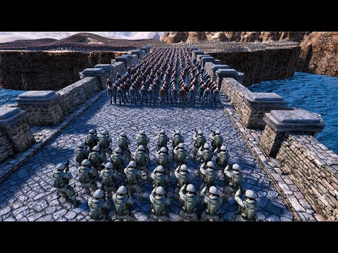 Bravely 30 Modern Soldiers Try to Stop Zombie Attack on Bridge - Ultimate Epic Battle Simulator