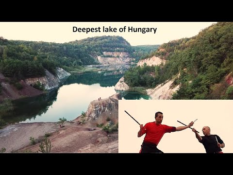 Eskrima techniques at the deepest lake of Hungary - Rudabánya - drone view 4k