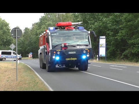 [FLF US/Presslufthorn] Einsatzfahrten Flughafen Feuerwehr BER bei Waldbrand