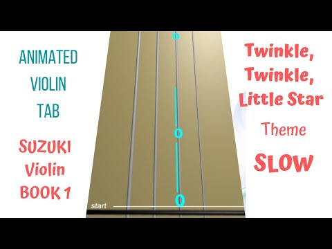 TWINKLE, TWINKLE THEME ✨ - Suzuki Violin Book 1 (Song 1) in SLOW TEMPO with Animated Violin TAB.