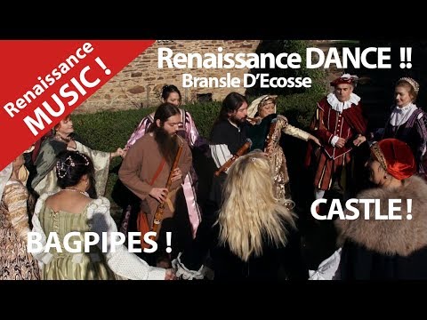 Renaissance Music with Dance and bagpipes .Dancing Bal in a Castle in France Near Nantes Video