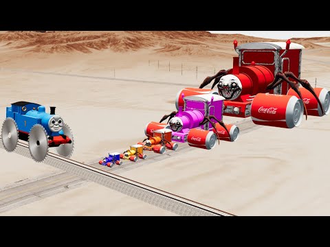 Choo Choo Charles Train Big & Small Canned Cola Vs Saw Wheel Thomas the Tank Engine - BeamNG.Drive