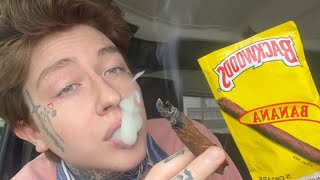 first time trying a BANANA BACKWOOD blunt hotbox by Bentley Blaze