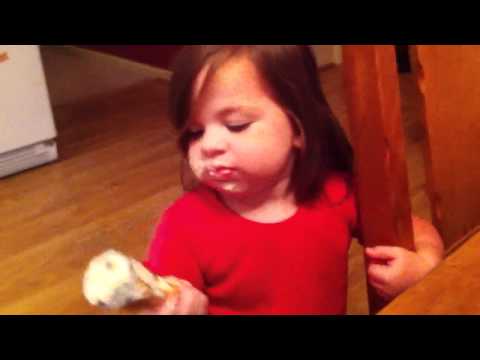 Kami eats an ice cream cone!