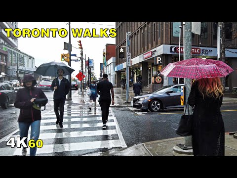 Rainy Day Walk in Midtown Toronto on August 4, 2020 [4K ASMR]