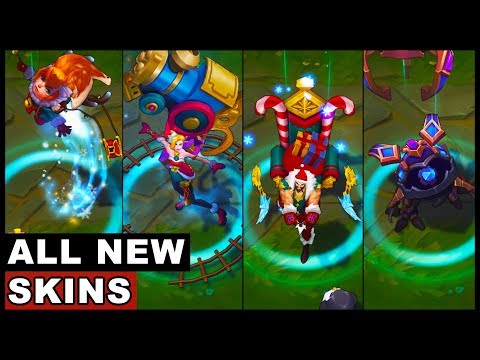 All New Skins Santa Draven Ambitious Elf Jinx Snow Fawn Poppy Hextech Kog'Maw (League of Legends)