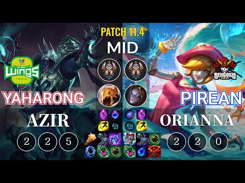 JAG Yaharong Azir vs SG Pirean Orianna Mid - KR Patch 11.4