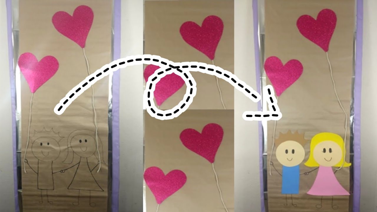 Puerta decorada SAN VALENTIN // Manualidades con fomy // Manualidades escolares