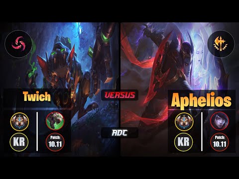 Challenger TWITCH [Hail of Blades] (ADC) VS  APHELIOS - Challenger KR Patch 10.11