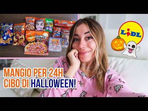 MANGIO CIBO DI HALLOWEEN PER 24H!! 🎃 // PROVIAMO LA COLLEZIONE DI LIDL!