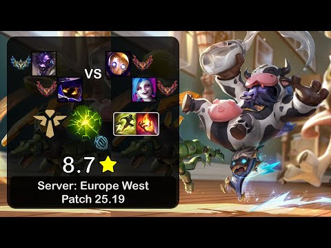 Alistar Support + Veigar vs Blitzcrank + Jinx - EUW Challenger - Patch 25.19
