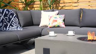 🔥 The combination of premium texture and practical, L-shaped sofa fire pit set light up your outdoor