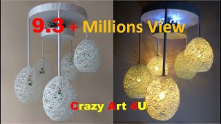 Make a Home Made Wrapped Balloon Lamp| Easy Home Made Lamp by Crazy Art 4 U