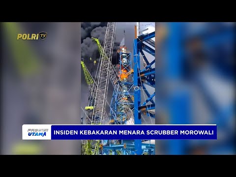 POLRES MOROWALI LAKUKAN OLAH TKP KEBAKARAN MENARA SCRUBBER PT SLNC
