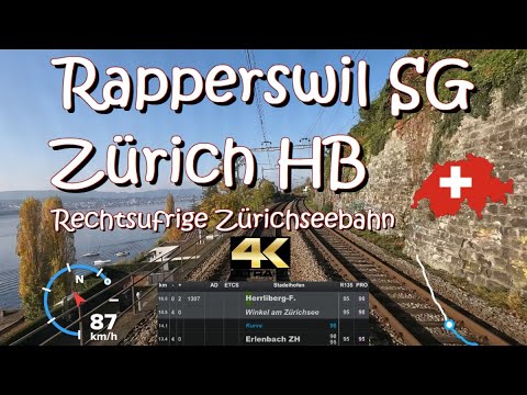 CAB RIDE 4K 🇨🇭 Rapperswil SG - Zürich HB S7 (Rechtsufrige Zürichseebahn / rive droite) 🏞 DPZ S-Bahn