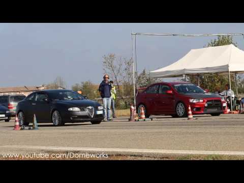Alfa Romeo GT Q2 3.2 V6 VS Mitsubishi Lancer EVO X Drag Race on 1/4 mile Fossoli