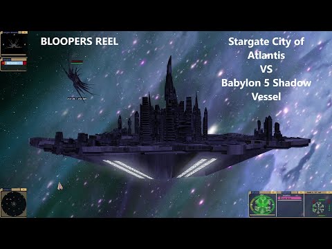 Stargate Atlantis City VS Babylon 5 Shadow Ship | BLOOPERS! | Star Trek Bridge Commander Battle |