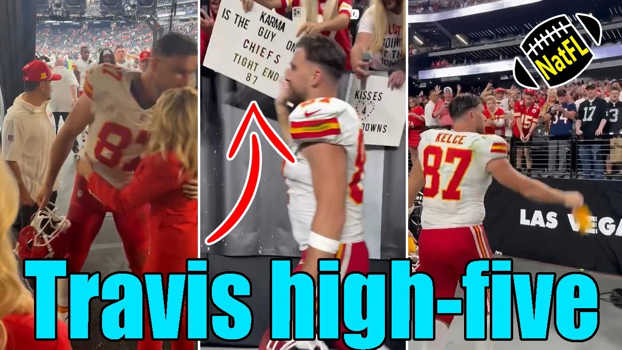 OMG! Travis Kelce high-fives Taylor Swift fans before heading to the locker room
