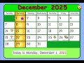 Starfall Calendar December 1 2025