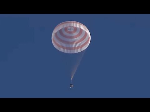 Soyuz MS-25 landing in Kazakhstan on September 23, 2024, ending Oleg Kononenko's record-setting mission