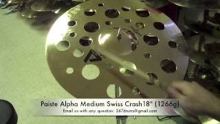 Video thumbnail for Paise Alpha Medium Swiss Crash 18" (2416g) - 247drums SR (Sound Review) BWYH (Buy What You Hear) by 247drums Boston MA