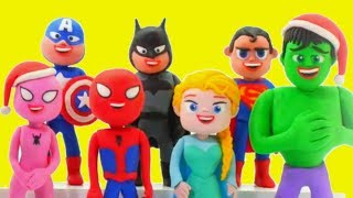Superheroes Wish You Merry Christmas & Happy New Year - Play Doh Cartoons & Stop Motion Movies