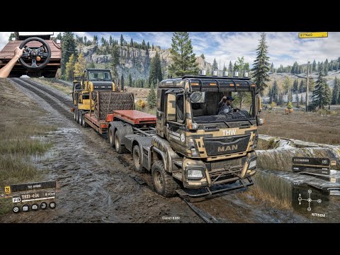 Man TGS 8X8 Heavy hauling in a forest - SnowRunner | Thrustmaster TX #450