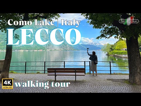 LECCO Lake Como 4K virtual walking tour ☀️ Calm walk by the lake ITALY 2024