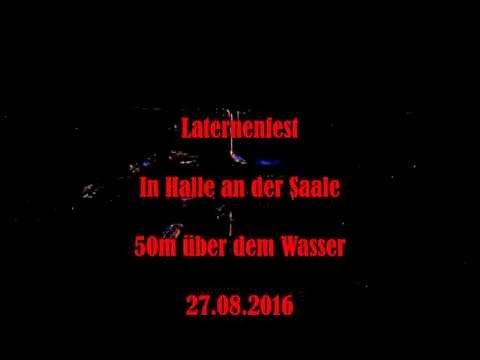Laternenfest Haale Saale 2016, Feuerwerk 50m über der Saale