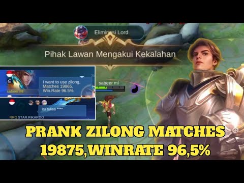 PRANK ZILONG MATCHES 20K WINRATE 96,95 SEVEN MINUTES ENEMY SURENDER  - MOBILE LEGENDS
