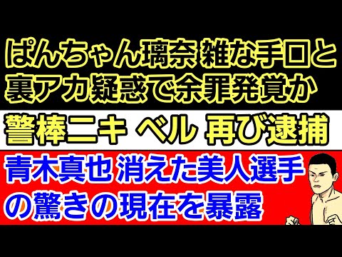 ⚪ぱんちゃん璃奈 計画的犯行と裏アカ疑惑で余罪発覚か⚪青木真也 消えたあの選手について驚きの現在を暴露⚪ブレイキングダウン選手ら ぱんちゃんに対しての反応⚪警棒ニキ ベル 再び逮捕⚪井上尚弥×松本人志