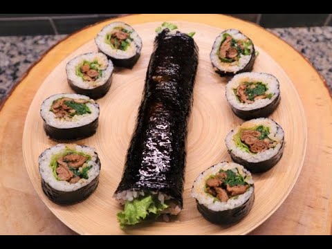 Beef, Mushroom & Spinach Kimbap (Gimbap)