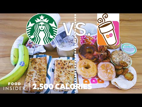 星巴克早餐VS鄧肯甜甜圈早餐｜2500卡路里 (Starbucks Breakfast vs Dunkin' Donuts Breakfast | 2,500 Calories)