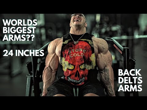 Worlds Biggest Arms?? 24 Inches | Pull Day | Back Delts Arms | 11 Weeks Out Mr Olympia | Nick Walker