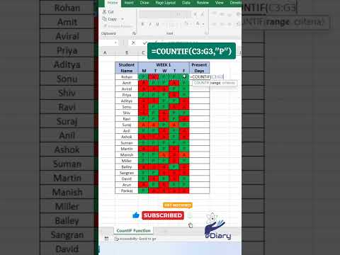 Attendance Count in Excel – Easy COUNTIF Formula Tutorial #excel #exceltricks #excelshorts #countif