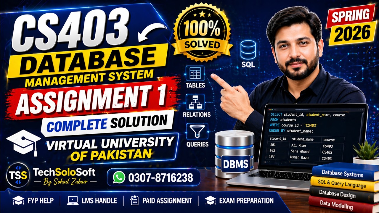 CS403 Assignment 1 Solution Spring 2026 | Database Management System | Virtual University of Pakista
