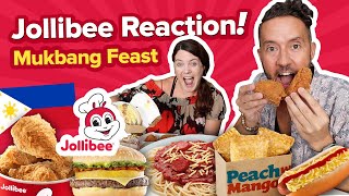 Foreigners First Time trying Jollibee in the Philippines. Massive Jollibee Mukbang Feast 😋