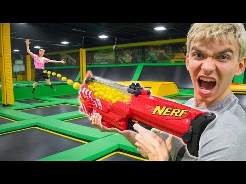 NERF TRAMPOLINE WAR!! Video