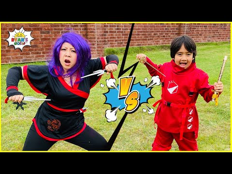, title : 'Ninja Ryan vs Dragon Ninja Mommy Master the elements Challenge!'