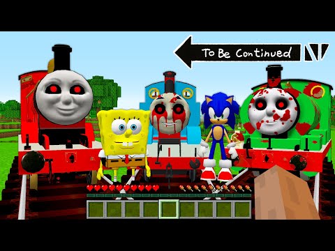 ESCAPE from THOMAS THE TANK ENGINE.EXE and FRIENDS in Minecraft Gameplay - Coffin Meme and SPONGEBOB