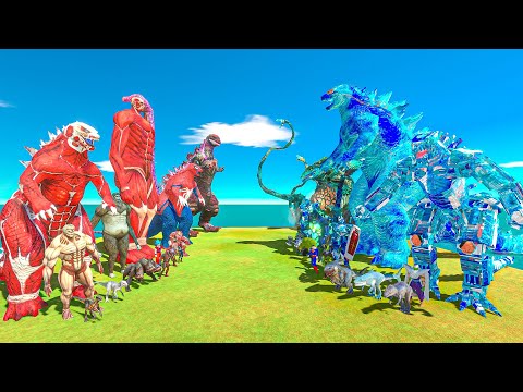 COLOSSAL TITAN + Shin Godzilla x Spider Godzilla vs BLUE Godzilla + Biollante x Team Blue - ARBS