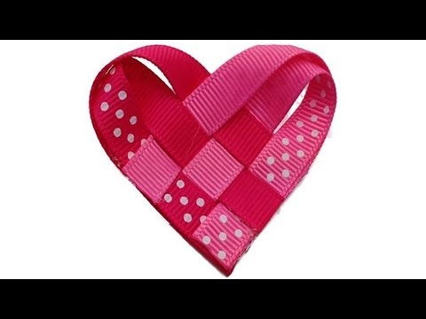 How To Make a Ribbon Woven Heart Valentine's Day Hair...