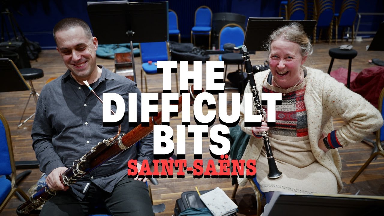Our Principal Clarinet Katherine Spencer and Bassoonist Chris Rawley show us the difficult bits they have to play while preparing for a concert of Saint-Saëns.  