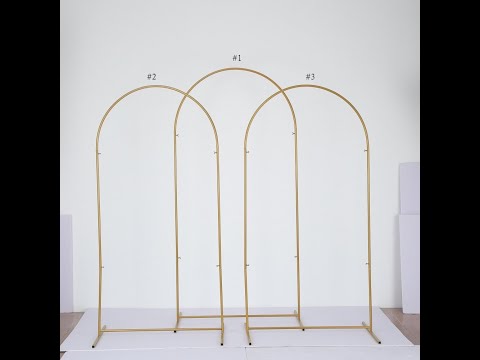 3 PCs Wedding Arches Iron Pipe N-Shaped Flower Stands【Gold】